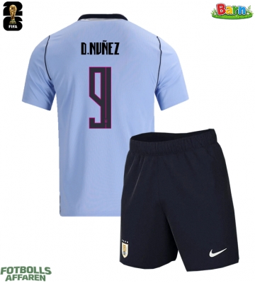 Uruguay Darwin Nunez #9 Hemmaställ Barn VM 2026 Kortärmad (+ Korta byxor)